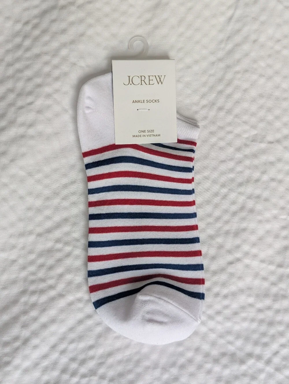 NWT J. Crew Women's Red White & Blue Striped Ankle Socks One Size